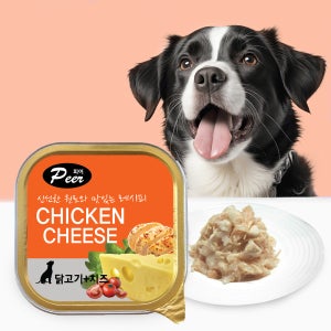 피어 사각캔 강아지 통조림 습식캔 닭고기 치즈 100g