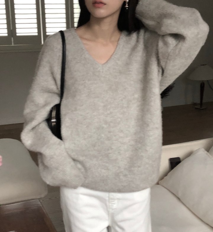 아 당일 르버터 알파카 브이넥 니트 2510 부드러운 겨울버전 루즈핏 긴팔 스웨터