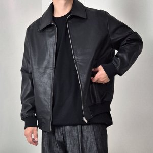 남자 빅사이즈 가죽 심플 집업 점퍼 큰사이즈