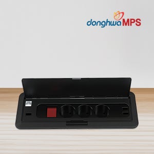 MPS 매립콘센트 블랙 3구 - 3USB 1LAN 반자동 커버 16A 3000W 1.5m