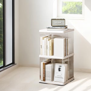 회전 책장 인테리어 책꽂이 투명 조립식 틈새 미니 코너 2단