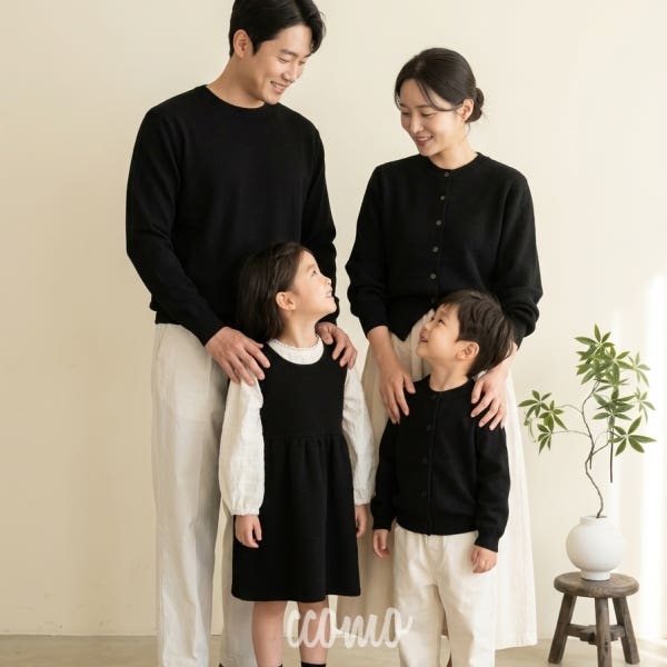 2버전 시크 블랙 돌촬영 가족사진의상 시밀러 패밀리룩 엄마랑딸 촬영