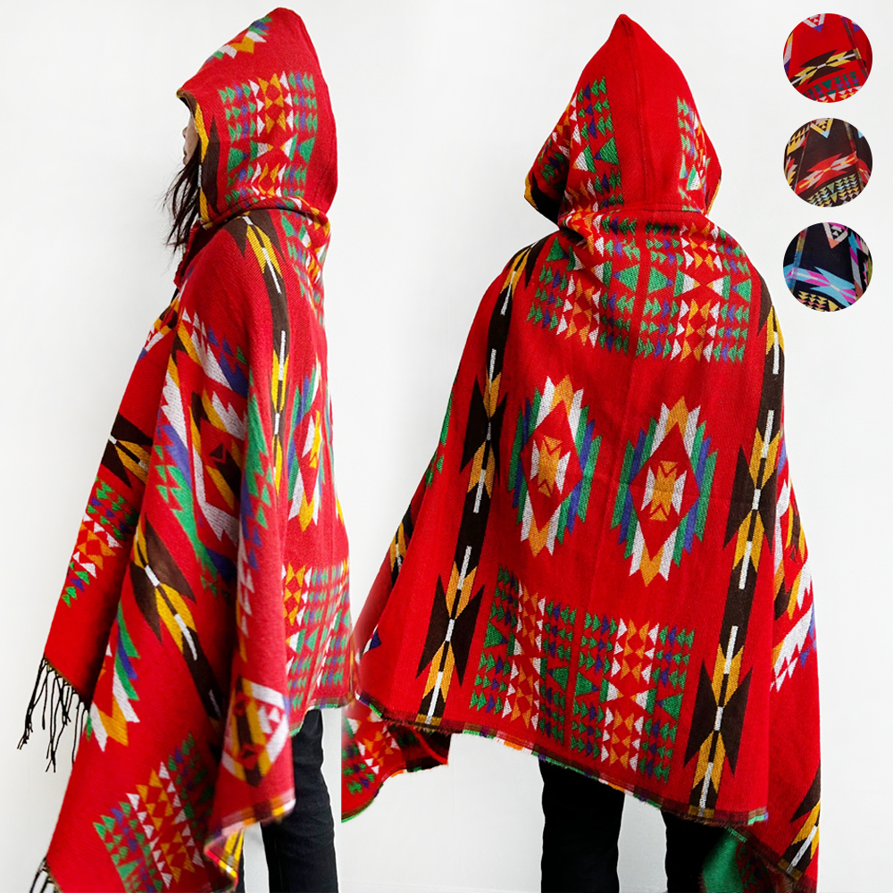 몽골 판쵸 판초 후드 담요 몽골 망토 보헤미안