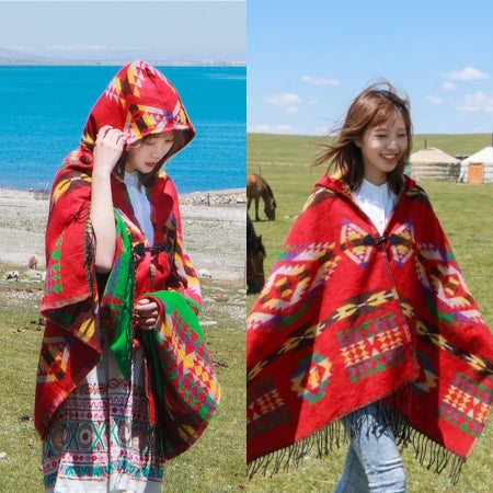 몽골 판초 판쵸 후드 담요 망토 보헤미안