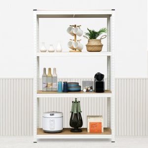 이지라이프 수납선반 경량랙 철제 앵글선반 무볼트 조립식 진열대 4단 800 화이트