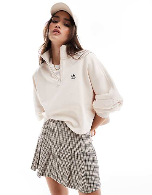 아디다스 Originals essentials 하프 지퍼 스웨트셔츠 화이트