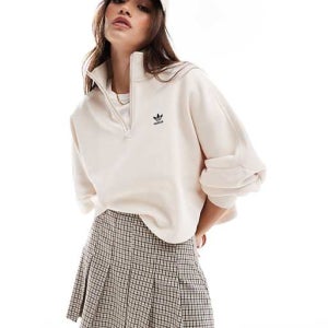 아디다스 Originals essentials 하프 지퍼 스웨트셔츠 화이트
