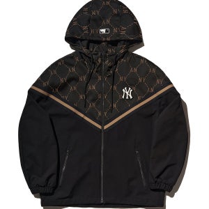 [MLB] 다이아 모노그램 테이핑 배색 자가드 바람막이 NY (Black) 3AWJM0144