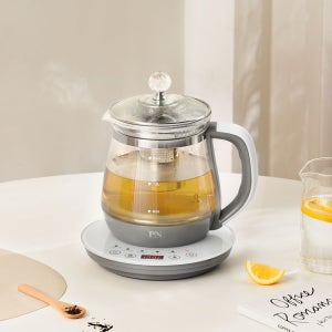 PN 올인원 전기 차탕기 PTKA-800G 1.5L 유리 티포트 데우기 보온 차 끊이기