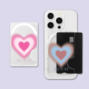 [맥세이프 클리어 카드슬롯] 블러하트 커플 우정 디자인 아이폰 투명 카드슬롯 카드 지갑 맥세이프지갑 교통카드