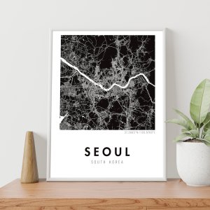 세계 위성 지도 흑백 포스터 액자 서울 도쿄 뉴욕 시드니