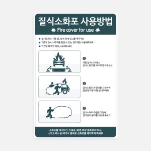 전기차 질식소화포 사용방법 표지판 안내판 화재 예방 포맥스 3T 백색 400x600mm