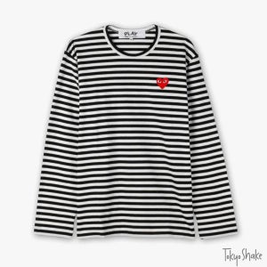 플레이 꼼데가르송 스트라이프 롱슬리브 보더티셔츠 블랙