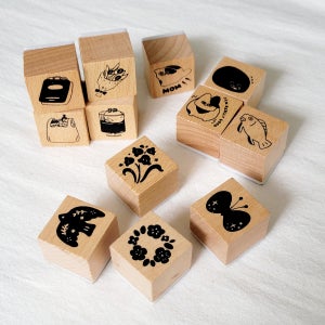 손그림 꿈새 다꾸도장 4p SET 미니 우드 스탬프 3종 새스탬프 버드스탬프