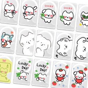 [맥세이프 클리어 카드슬롯] 댕냥이 커플 우정 디자인 아이폰 투명 카드슬롯 지갑 맥세이프지갑 교통카드