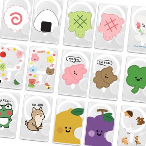 [맥세이프 클리어 카드슬롯] 캐릭터 일러스트 디자인 아이폰 투명 카드슬롯 지갑 맥세이프지갑 교통카드