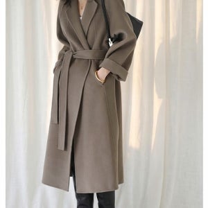 멋퀸 프리미엄 모카그레이 블랙 울100코트 롱 양모코트 1월결혼식