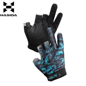 하스다 스판 4계절 3컷 미끄럼방지 낚시 장갑 블루