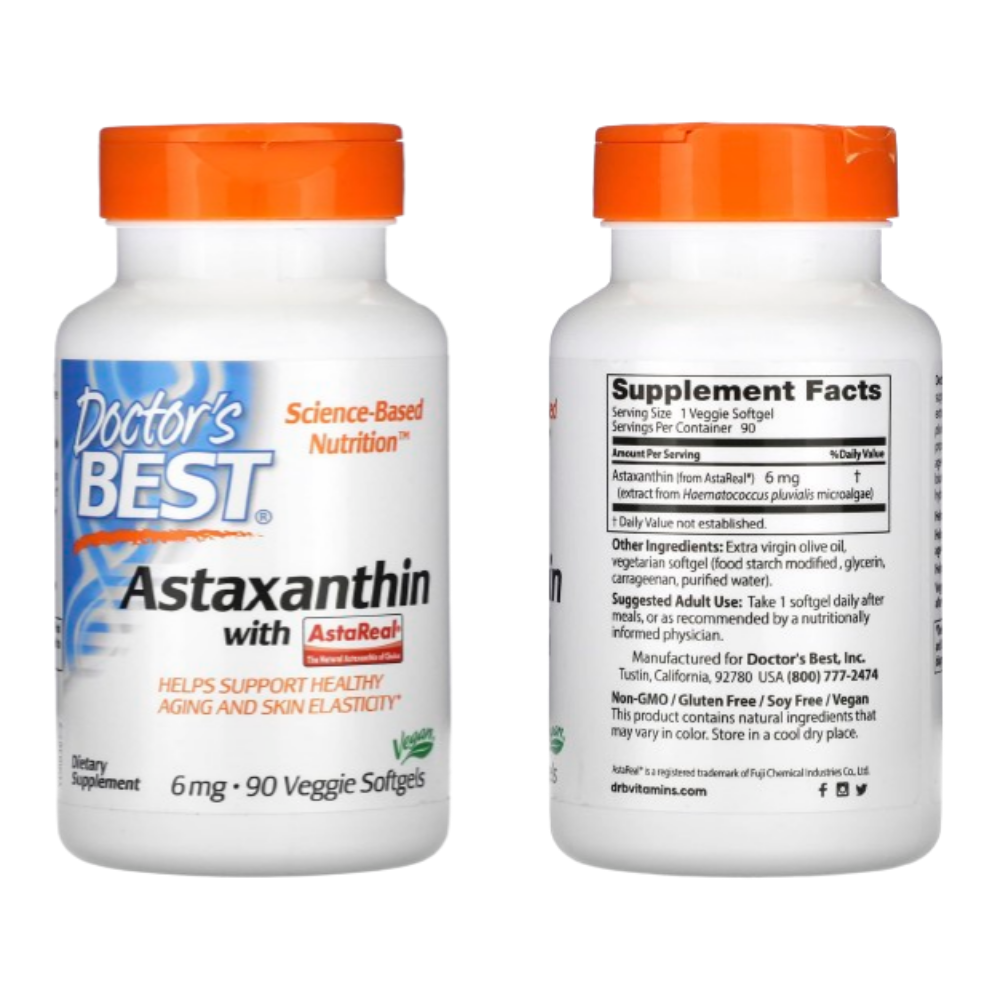 닥터스베스트 <b>아스타잔틴</b> 6mg 아스타리얼 <b>Astaxanthin</b> AstaReal 아스티잔틴