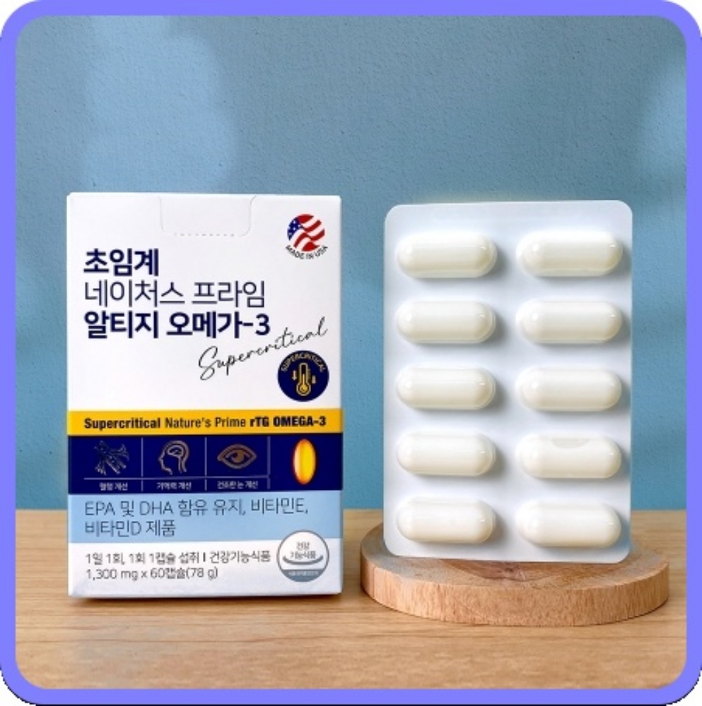 유유<b>네이처</b> 초임계 <b>네이처</b>스 <b>프라임</b> 알티지 <b>오메가3</b> rTG오메가 1,300mg x 60캡슐