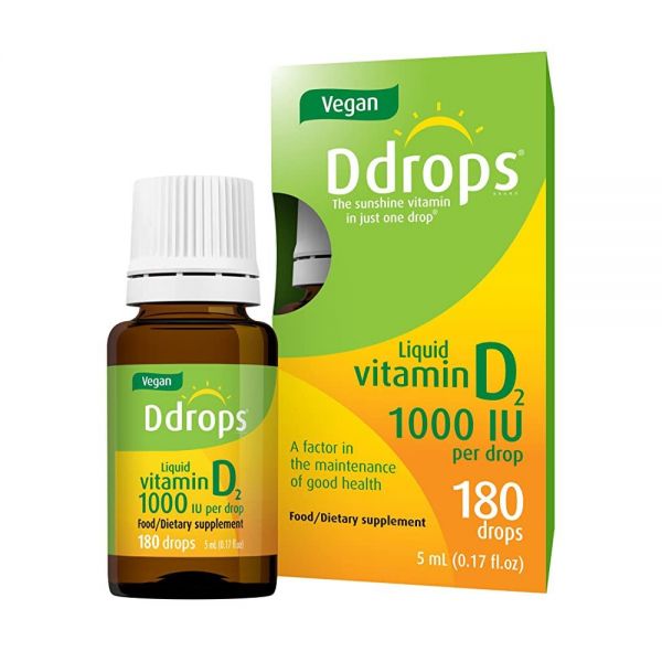 <b>Ddrops</b> 비건 1000 IU 180 방울 - 일일 비타민 D 액체 <b>뼈</b> 건강 및 면역 체계 지원. 대형 캡슐 없음 방부제 GMO 프리