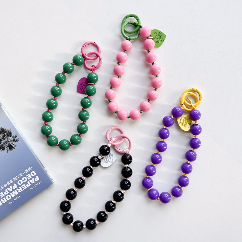 폰케이스 멀티링 핸드체인 컬러 구슬 고정판 고리 손목 핸드 팔찌형 진주 스트랩