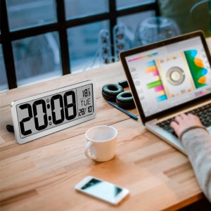 저소음탁상시계 LCD 온도습도 건전지 대형 무선 전자시계
