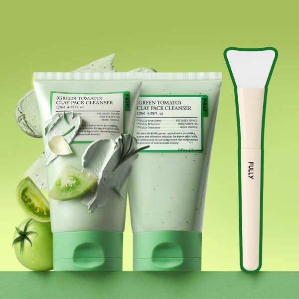 [2개세트] 풀리 그린 토마토 클레이 팩 클렌저 120ml + 120ml
