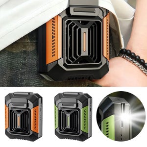 휴대용허리손풍기 야외전신냉각신기 허리걸이선풍기 손전등+보조배터리