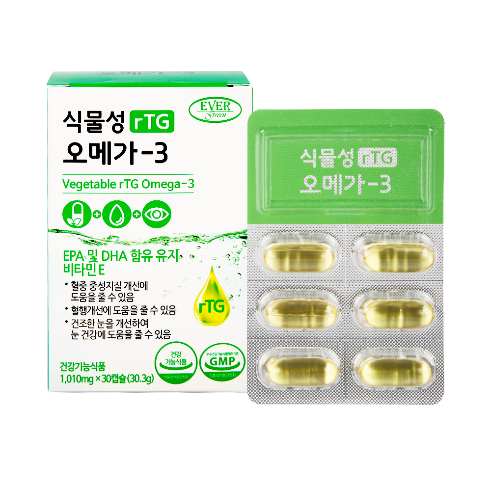 에버그린 식물성 알티지<b>오메가3</b> 1,010mg X 30캡슐