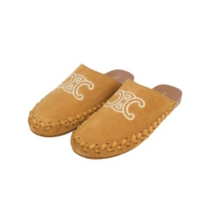 24SS 셀린느 말로우 트리오페 스웨이드 남성 뮬 슬리퍼 다크하바나 358893954C 19DT