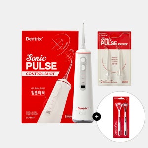 동국제약 덴트릭스 소닉펄스 컨트롤샷 구강세정기 1개 + 노즐(2p) + 혀클리너 2P / 무선 구강세척기 물치실 휴대용 워터치실