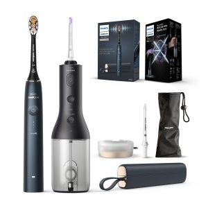 필립스 소닉케어 전동칫솔 구강세정기 세트 프레스티지 9900 미드나잇 블루/블랙