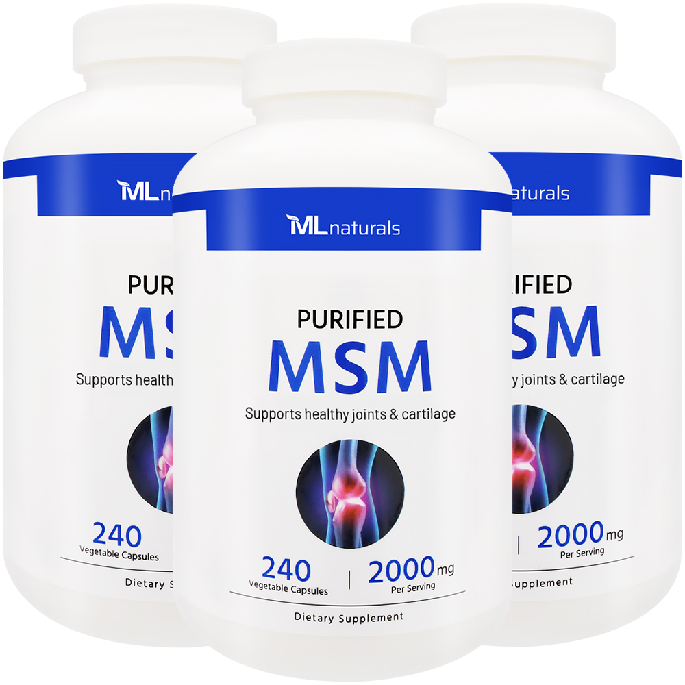 마이라이프내추럴스 <b>MSM</b> 엠에스엠 식이유황 2000mg 알약 240캡슐, 3개