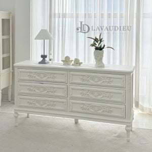 프렌치 엔틱 쉐비 벤자민 6칸 와이드 체스트 화이트 화장대 서랍장 쉐비 프렌치가구