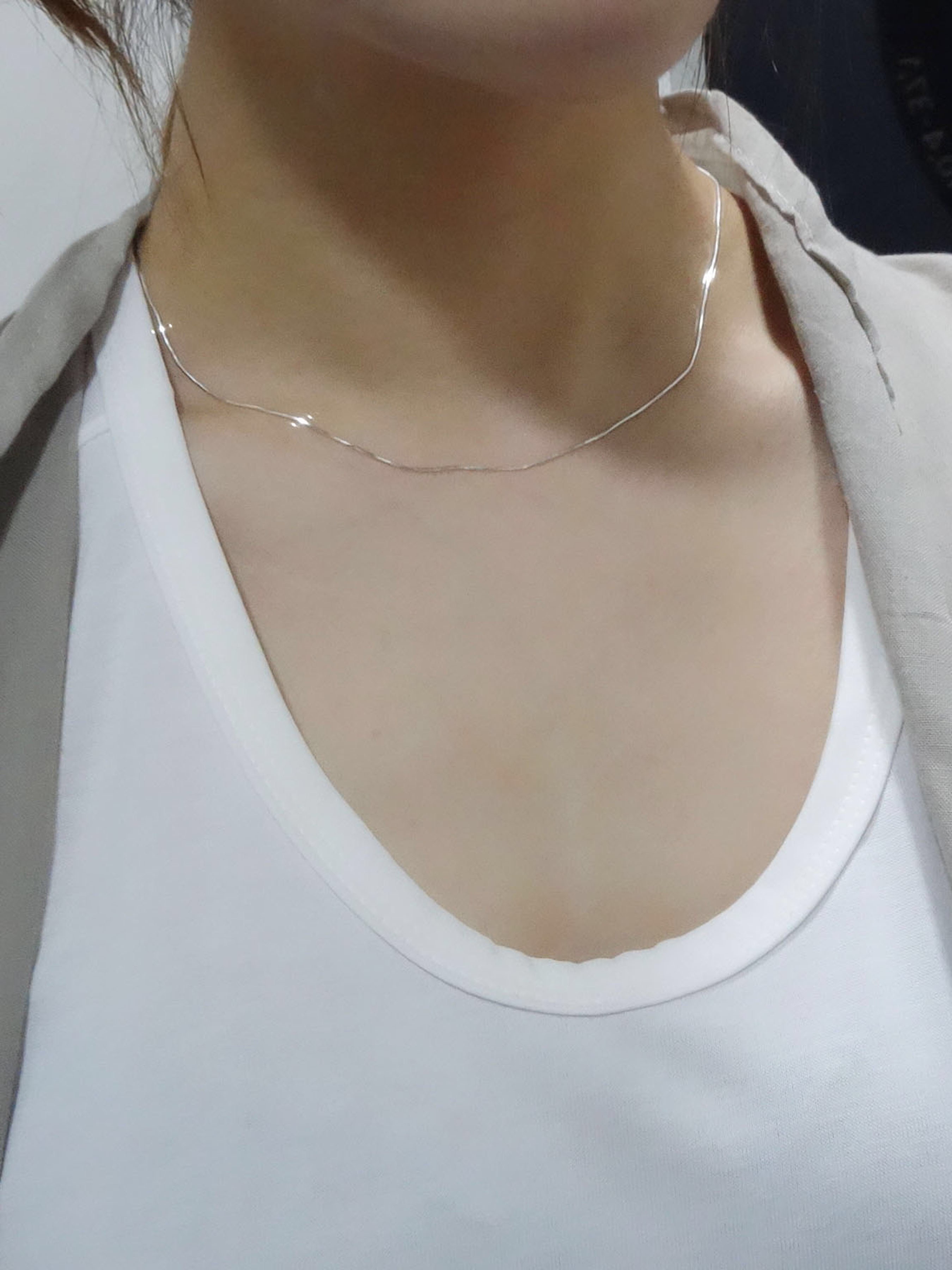 [무배] 실버925 얇은 실크 목걸이