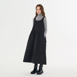 [메타퍼] 여성 데일리룩 뷔스티에 롱 원피스 결혼식 하객 블랙 원피스 코지