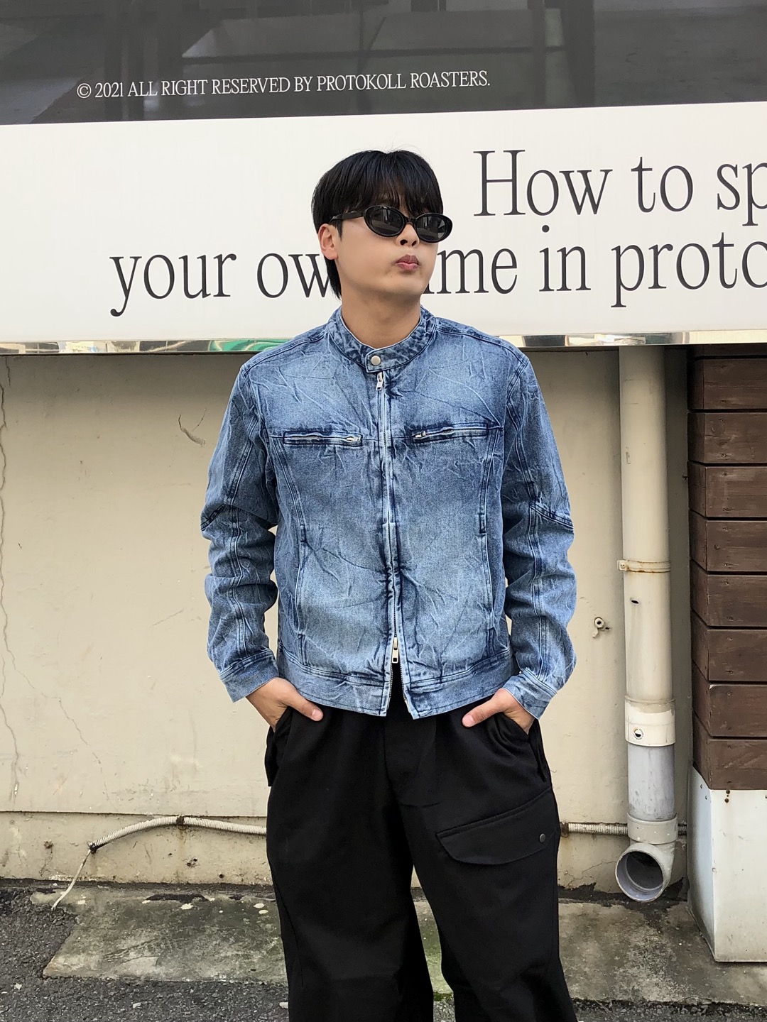 룩셀 워싱데님 바이커자켓 2C