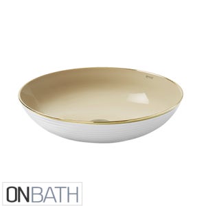 일신새니몰 4018H-B20 탑볼 세면대 / 베이지&골드라인&화이트(유광)