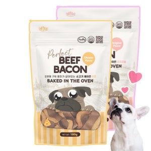 엘릿 소고기 순살 베이컨 치즈맛 180g 베긴 스트립 오븐에 구운 수제 육포 강아지간식