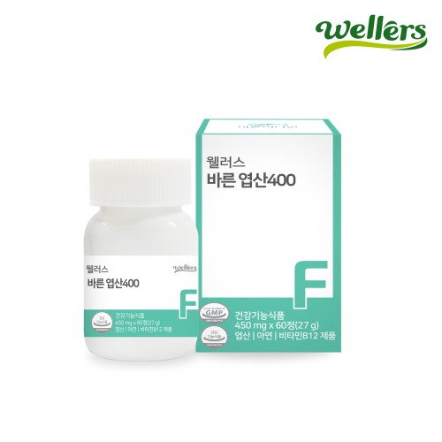 <b>웰러스 바른 엽산</b> 400 450mg x 60캡슐