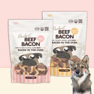 엘릿 소고기 베이컨 오리지널 치즈 180g 베긴 베이컨 모양 그대로 강아지 육포 간식