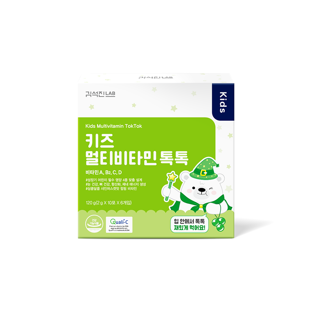 김석진랩 키즈 멀티<b>비타민</b> 톡톡 (A/<b>B2</b>/C/D) 60포, 1개