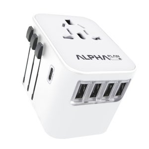 알파플랜 28W 초고속 해외 여행용 멀티어댑터 USB C타입 플러그 30cm, 화이트, 1개