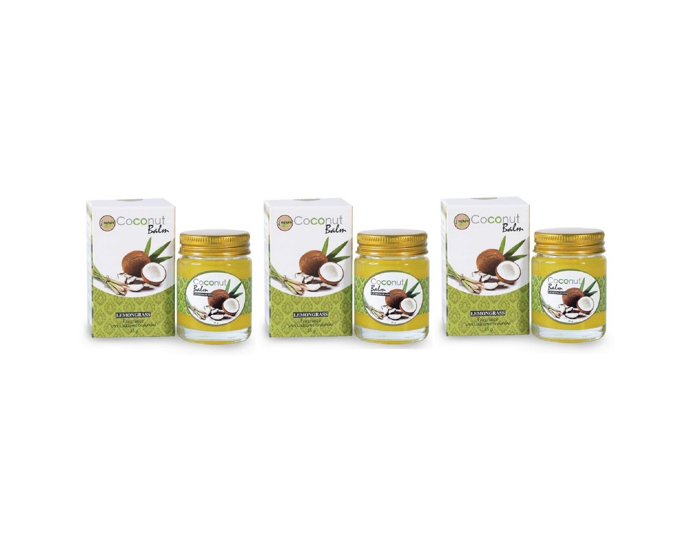[태국] I-Nature 아이 네이처 엑스트라 버진 코코넛 오일 릴랙싱 밤 35g x 3개