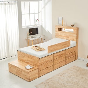 로쏘 미바 3단 수납형 LED 조명헤드 참죽 원목 슈퍼싱글 SS 1200