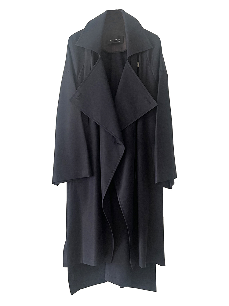CLUNCH RAYON COAT 레이온 언발란스 오버사이즈 코트 네이비