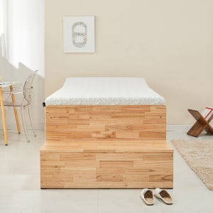 로쏘 미바 3단 수납형 무헤드 침대 참죽 원목 더블킹 K 1700
