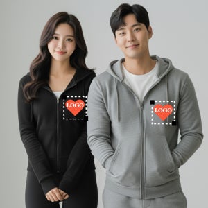 기본인쇄포함 오오티티 특양면 후드 집업 회사 단체복 커스텀 프린팅 소량 인쇄 주문 제작 17색상