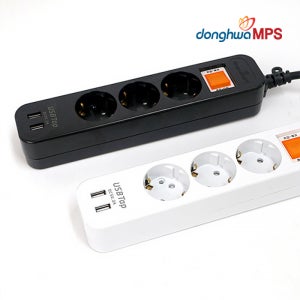 MPS 3구 멀티탭 콘센트 2USB 16A 3000W 1.5m 화이트 KC인증